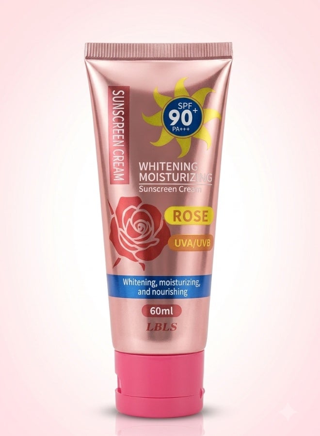 LBLS Rose Sunscreen Cream SPF 90 PA 60 ml UVA UVB Protection Moisturizing Lightweight Sun Protection Face And Body - Image 1