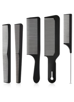 Patelai 5 Pieces Hair Cutting Comb Set, Carbon Fiber Barber Comb Hair Styling Combs Fine Teeth Anti Static Heat Resistant Hairdressing Tapered Comb For Men Women  - Image 1