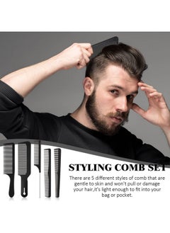 Patelai 5 Pieces Hair Cutting Comb Set, Carbon Fiber Barber Comb Hair Styling Combs Fine Teeth Anti Static Heat Resistant Hairdressing Tapered Comb For Men Women  - Image 3