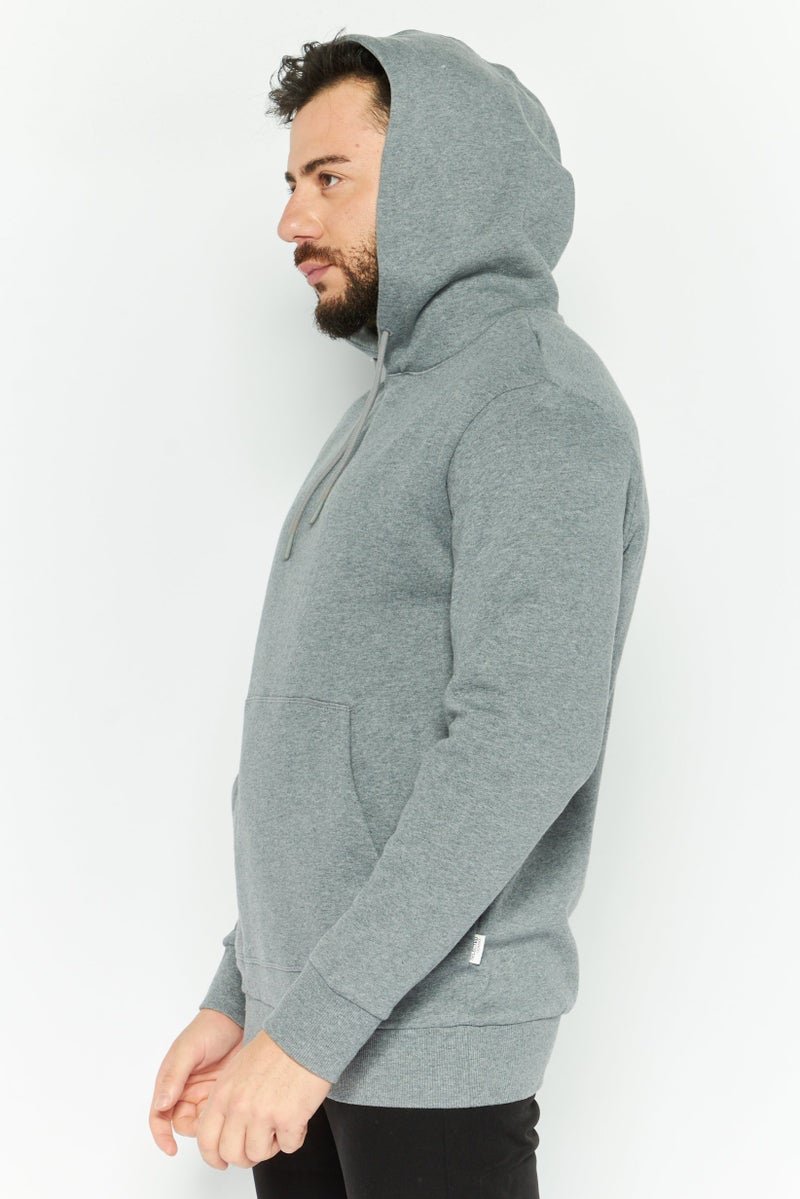 SELECTED هودي فليس هيثر مع جيب أمامي للرجال من سلكتد هوم، رمادي متوسط - Image 3