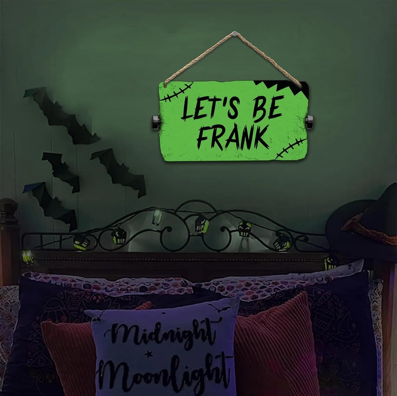 flinelife Let's Be Frank Sign, 12x6, Horror Movie Sign, Wreath Sign for Indoor Outdoor Use - Image 2