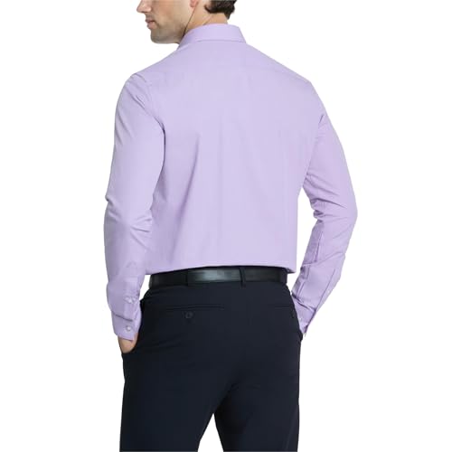 Van Heusen Men's Dress Shirt Regular Fit Poplin Solid, Lavender, 18.5" Neck 36"-37" Sleeve - Image 2