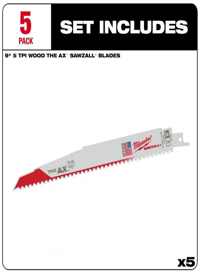 ميلواكي ميلووكي 48-00-5026 شفرات المنشار الترددي Ax مقاس 9 بوصات 5 TPI، عبوة من 5 قطع - Image 3
