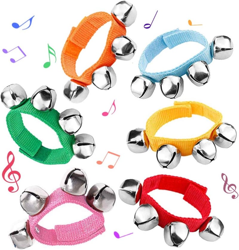 POPLAY 6 PCS Percussion Instruments, Wrist Bells Jingle Bells Musical Rhythm Toys - Image 1