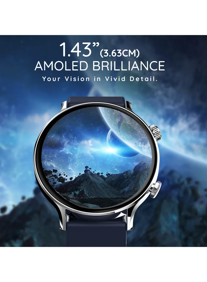 Pebble Vast 1.43" Amoled Display, Always On Display, Bright HD Display, One Time BT Connect, BT Calling, Health Suite, Multi Sports Modes, Premium Built, Multiple Watch Faces, AI Voice Assitance, Sleep Monitor, Alarm & Notifications