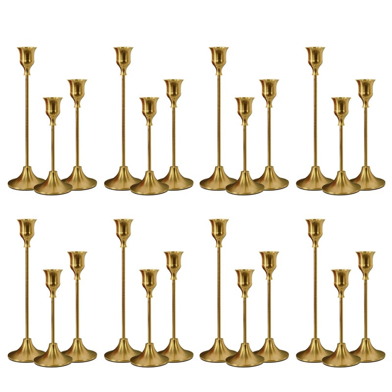 NLBTW Taper Candle Holders Bulk, Set of 24 Brass Gold Vintage Candle Sticks Holder Decor Home Decor Centerpieces for Table Festive Wedding Decorations - Image 1