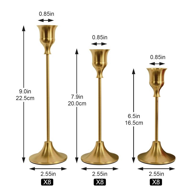NLBTW Taper Candle Holders Bulk, Set of 24 Brass Gold Vintage Candle Sticks Holder Decor Home Decor Centerpieces for Table Festive Wedding Decorations - Image 3