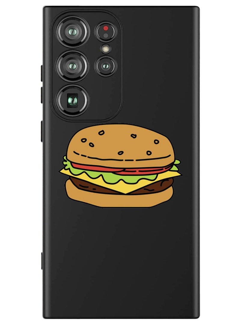 Theodor Protective Slim Fit Case Liquid Silicone Cover with Full Body Protection Anti-Scratch Shockproof Case For Samsung Galaxy S24 Ultra (Black) - Burger - Image 1