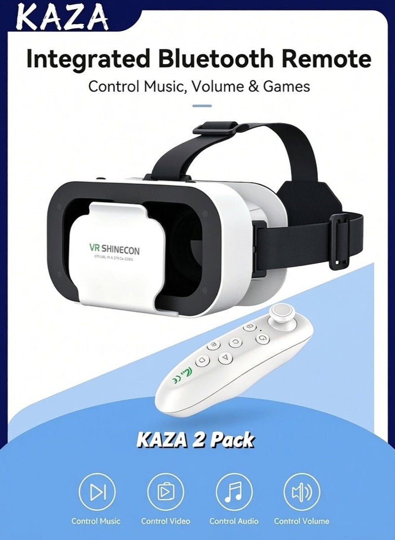 VR SHINECON Vr Glasses, Virtual Reality Headphones Compatible With Iphone And Android, Adjustable 3d Vr Phone Headphones, Suitable For 4.7 To 6.5 Inches, With Controller, Suitable For Mobile Games And Movies - Image 1