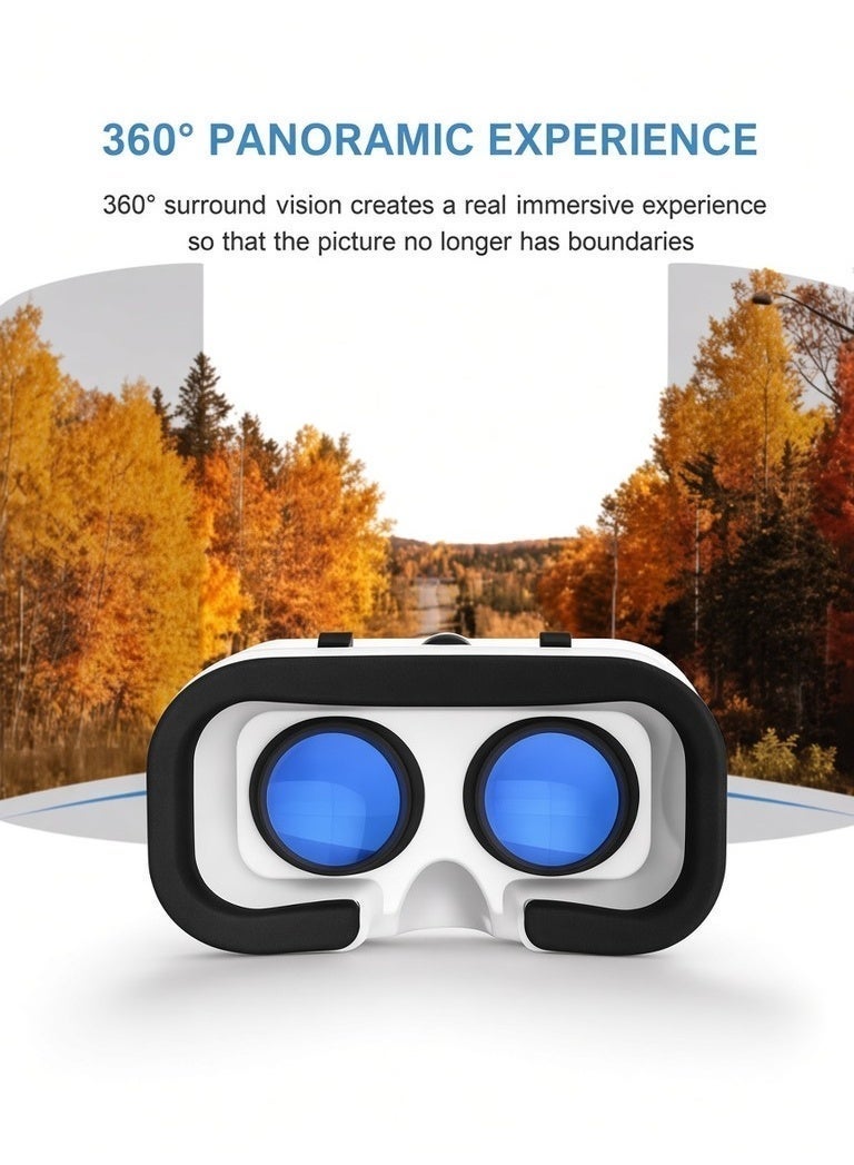 VR SHINECON VR Glasses, Adjustable 3D Virtual Reality Headset for iPhone and Android with Controller, Fits 4.7 to 6.5 Inch Phones - White - Image 4