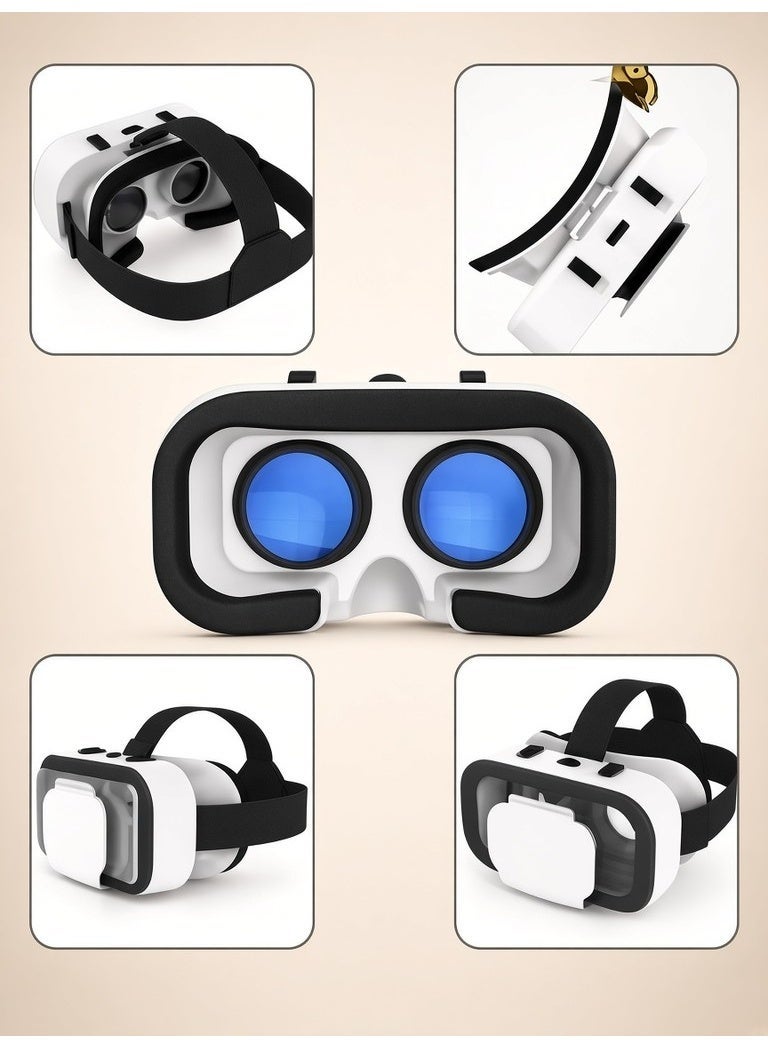 VR SHINECON VR Glasses, Adjustable 3D Virtual Reality Headset for iPhone and Android with Controller, Fits 4.7 to 6.5 Inch Phones - White - Image 3
