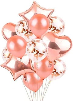 14 in 1 /set Rose Gold Star Heart Foil balloons Air Wedding Decoration Helium balloon Happy birthday party Decoration Kids Baby party Supplies
