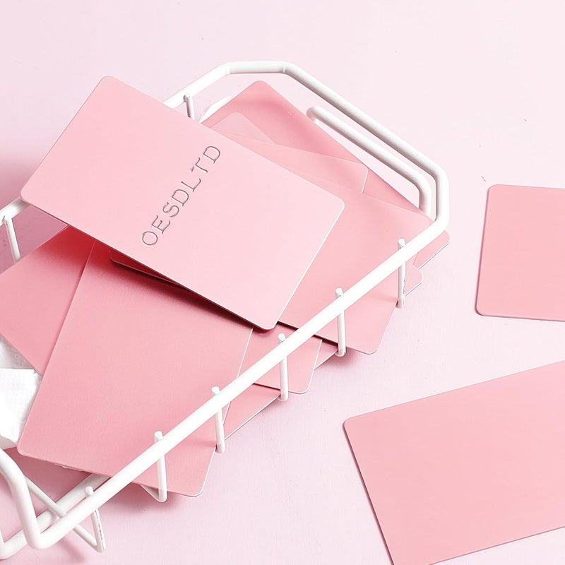 OESDLTD Thick Aluminum Metal Business Cards Anodized Aluminum 86 X 54 X 0.8mm 15 pcs Include Protector Sleeves (Pink) - Image 4
