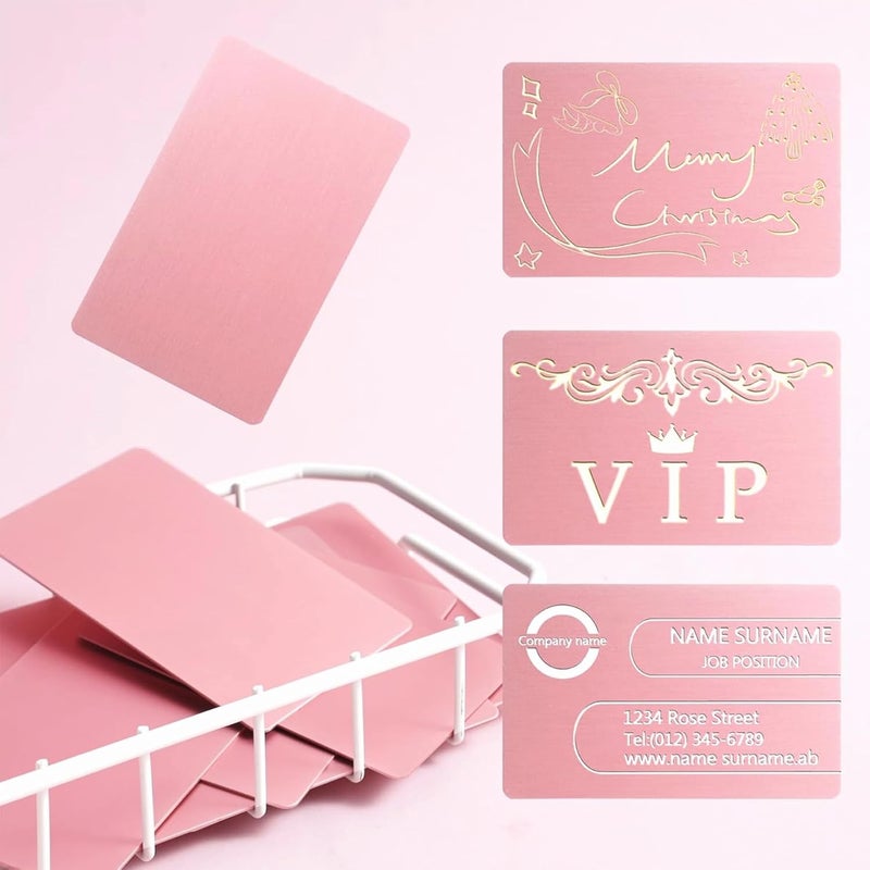 OESDLTD Thick Aluminum Metal Business Cards Anodized Aluminum 86 X 54 X 0.8mm 15 pcs Include Protector Sleeves (Pink) - Image 5