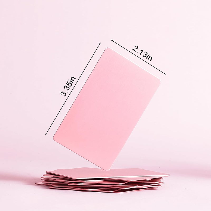 OESDLTD Thick Aluminum Metal Business Cards Anodized Aluminum 86 X 54 X 0.8mm 15 pcs Include Protector Sleeves (Pink) - Image 2