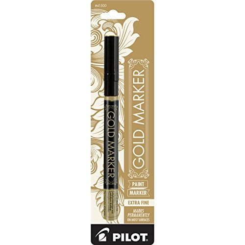 Pilot Gold Metallic Permanent Paint Marker, Extra Fine Point, Single Pen (41500) - Image 1