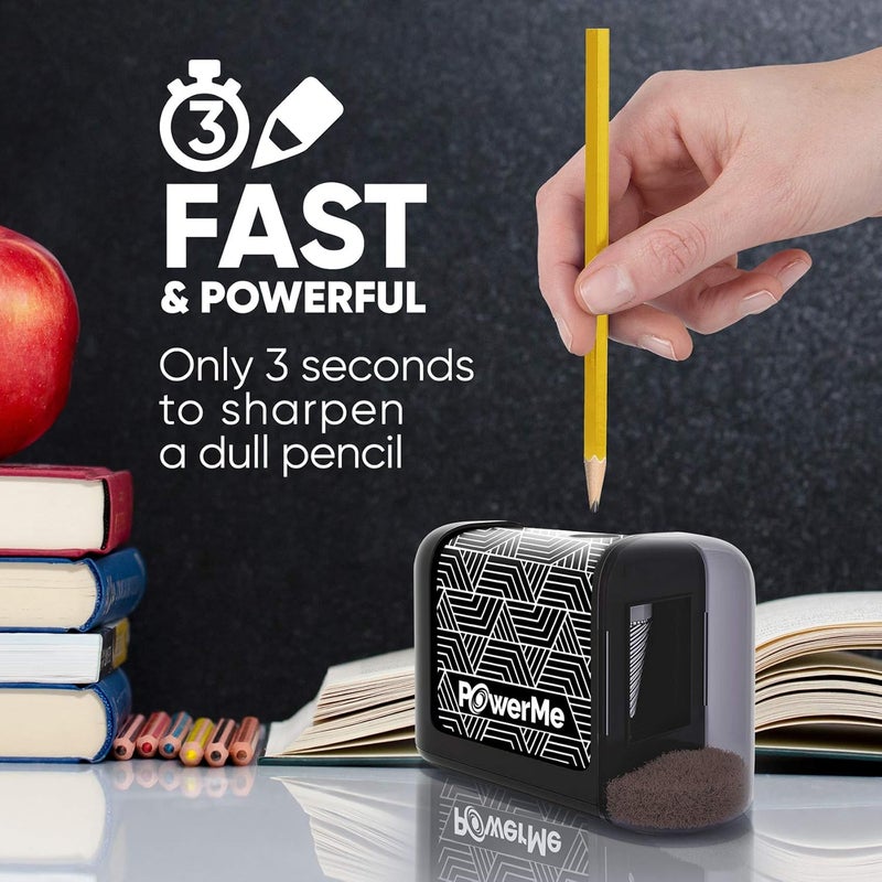 PowerMe مبراة أقلام كهربائية تعمل بالبطارية للأطفال، المدرسة، المنزل، المكتب - لأقلام رقم 2 والأقلام الملونة - Image 4