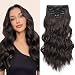 Fliace Clip in Hair Extensions, 6 PCS 1 6 Inch Hair Extensions Clip Ins, Dark Brown Long Wavy Hairpieces(16inch, 6pcs, Dark Brown) - Image 2