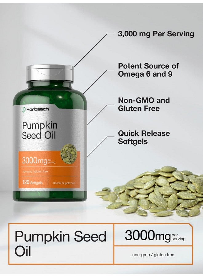 Horbäach Pumpkin Seed Oil | 3000mg | 120 Softgel Capsules | Cold Pressed Dietary Supplement | Non-GMO and Gluten Free Formula - Image 3