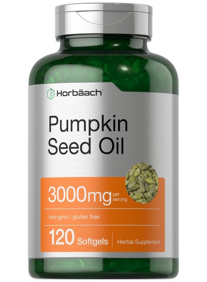 Horbäach Pumpkin Seed Oil | 3000mg | 120 Softgel Capsules | Cold Pressed Dietary Supplement | Non-GMO and Gluten Free Formula - Image 1