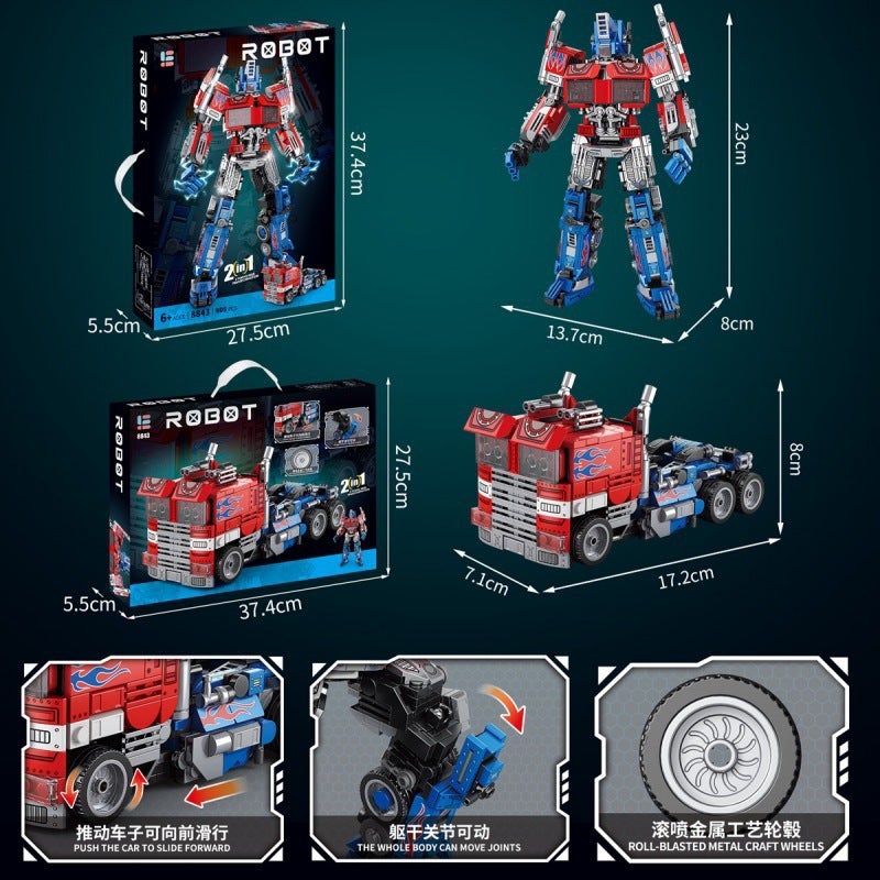 طقم مكعبات بناء متحولة لشخصيات بامبلبي وأوبتيموس برايم، متوافقة مع مكعبات ليغو، 800+ قطعة، لعبة روبوت وسيارة ميكانيكية للأولاد 7-14 سنة - Image 3