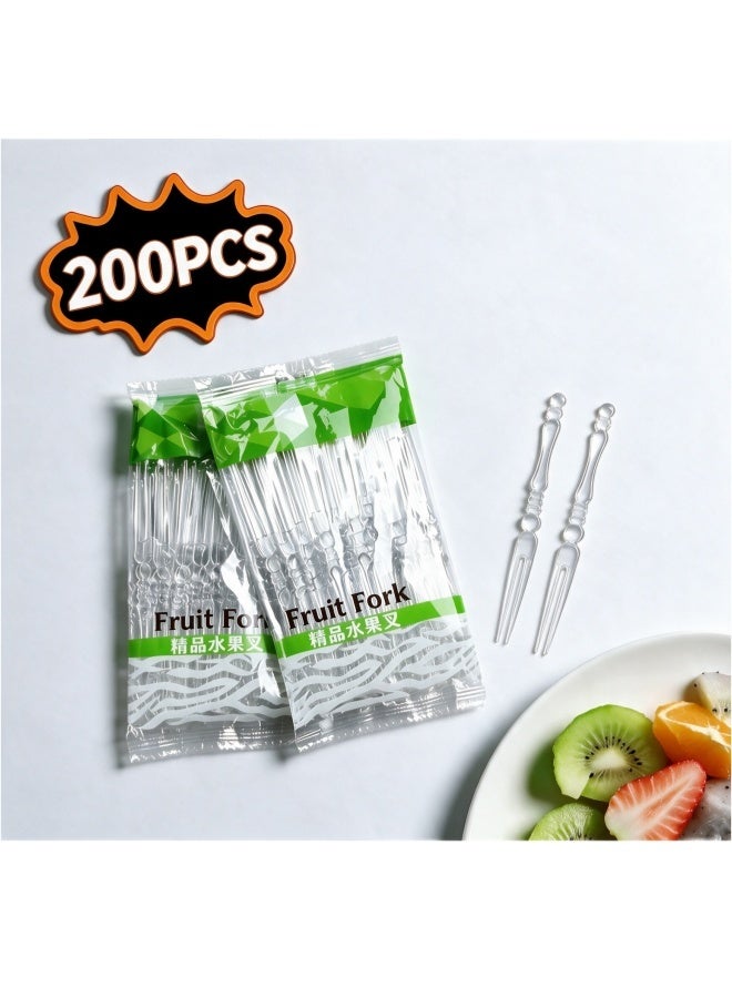 200PCs Disposable Fruit Fork Picks, Plastic Fruit Fork, Fruit and Appetizer Picks Party Supplies - Image 1