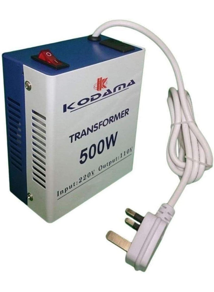 Kodama, Transformer (500 Watts) Universal 3 Pin UK Power Cord With Safety, Fuse Included Plug Transformer 220V To 110V - Image 1