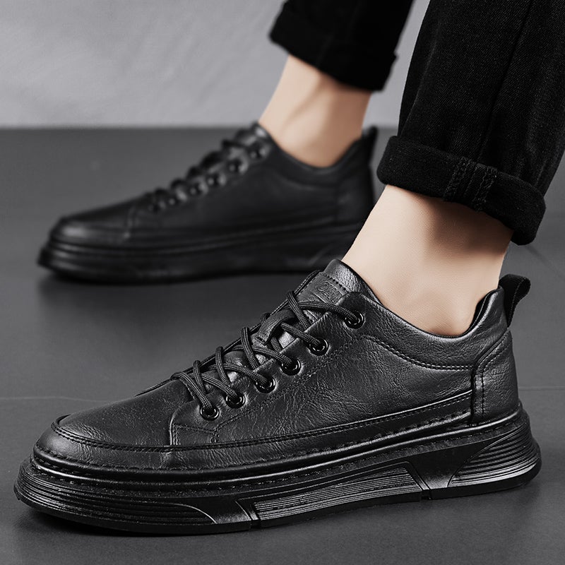 All Black Chef Men'S Shoes Winter Kitchen Kitchen Work Skate Shoes Leather Shoes Men'S Labor Protection Trendy Shoes Junior Boys Thick Sole - Image 5