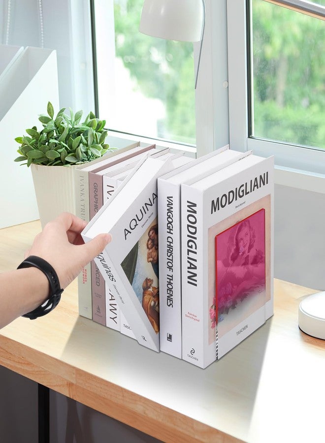 Honagu Book Ends, Acrylic Bookends, Clear Book Ends for Shelves, Desk Book Organizer, Book Holder Stand Decorative for Heavy Books, CDs, Video Games (1 Pair/2 Pieces, Gradient Pink) - Image 3