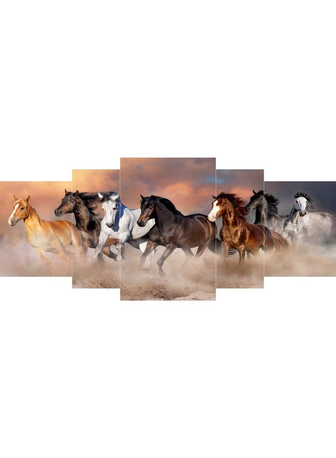 SAF Sanfpnl31210 Seven Running Horses Uv Textured With Mdf Panel Painting (Set Of 5, 18" X 42", Multicolor) - Image 4