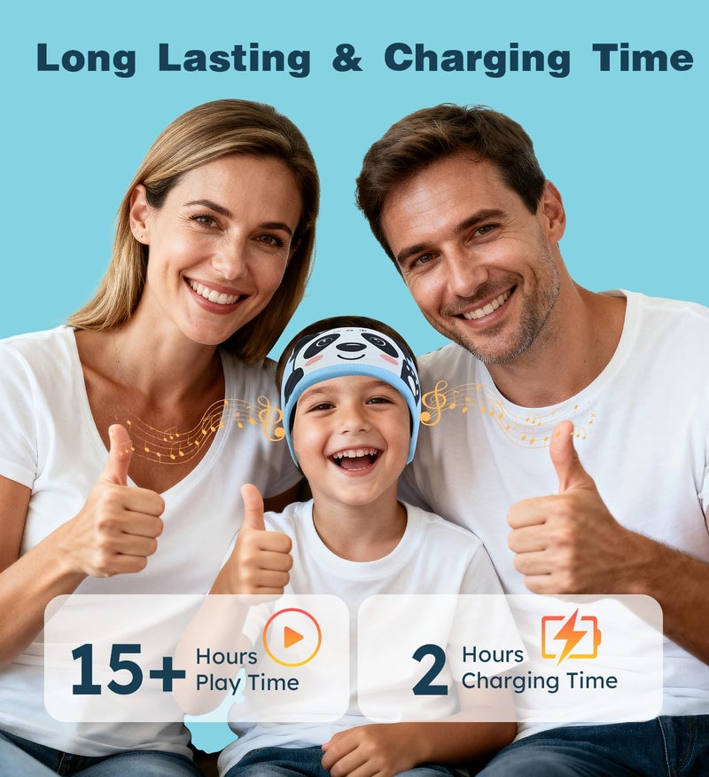 ZHENYEMEI Toddler Headband Headphones Wireless, Kids Bluetooth Earphones for iPad, Safe Volume - Wired School Headphones for Kids with 3.5 MM Jack Travel Plane Accessories Gift for Boys & Girls (Panda) - Image 4