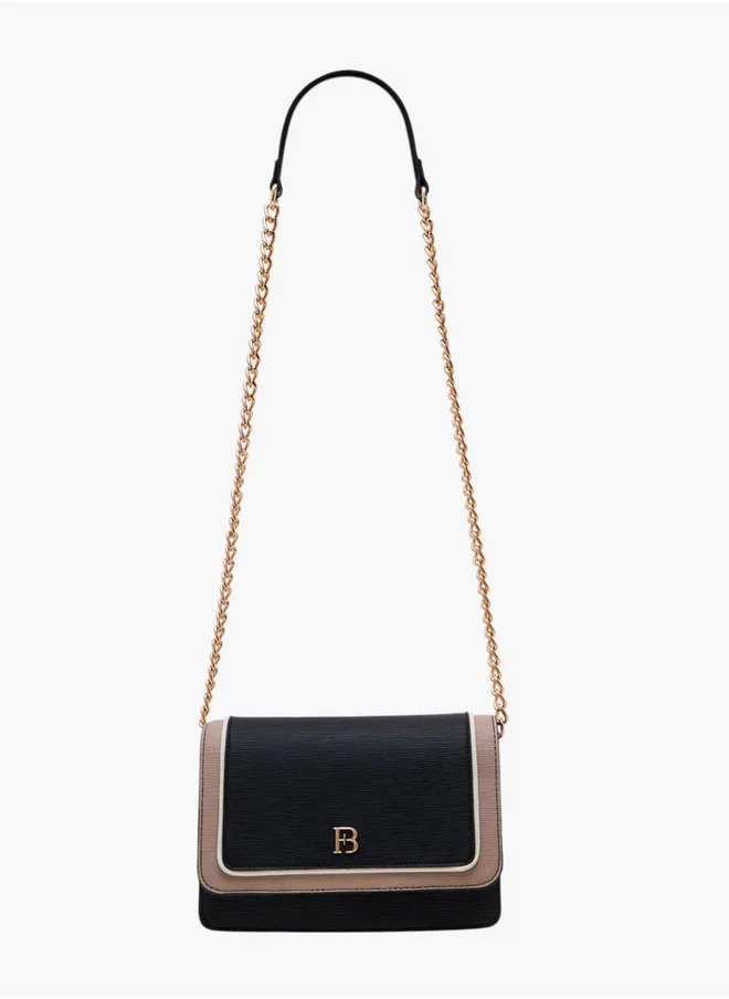 فلورا بيلا من شو إكسبرس Textured Crossbody Bag with Chain Strap and Button Closure
