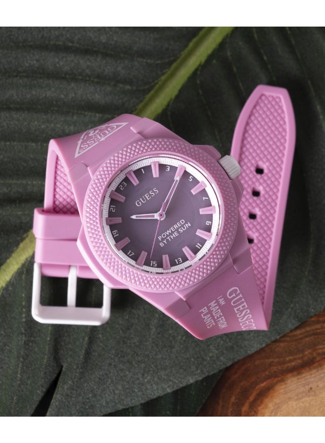 GUESS Pink PU Strap\Pink Dial\Pink Sustainable Nylon Case - Image 5