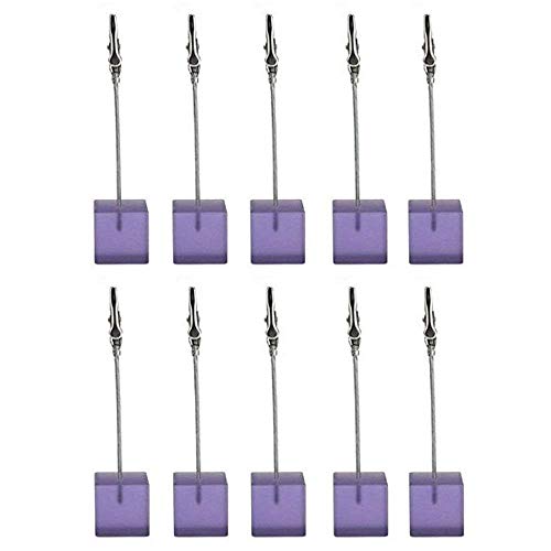 Xiaoyztan Memo Clips Holder,Purple Cube Table Number Holders,Paper Note Clip for Office Home Use, Office Memo Holders, Desk Accessories and Workspace Organizers,Pack of 10 - Image 1