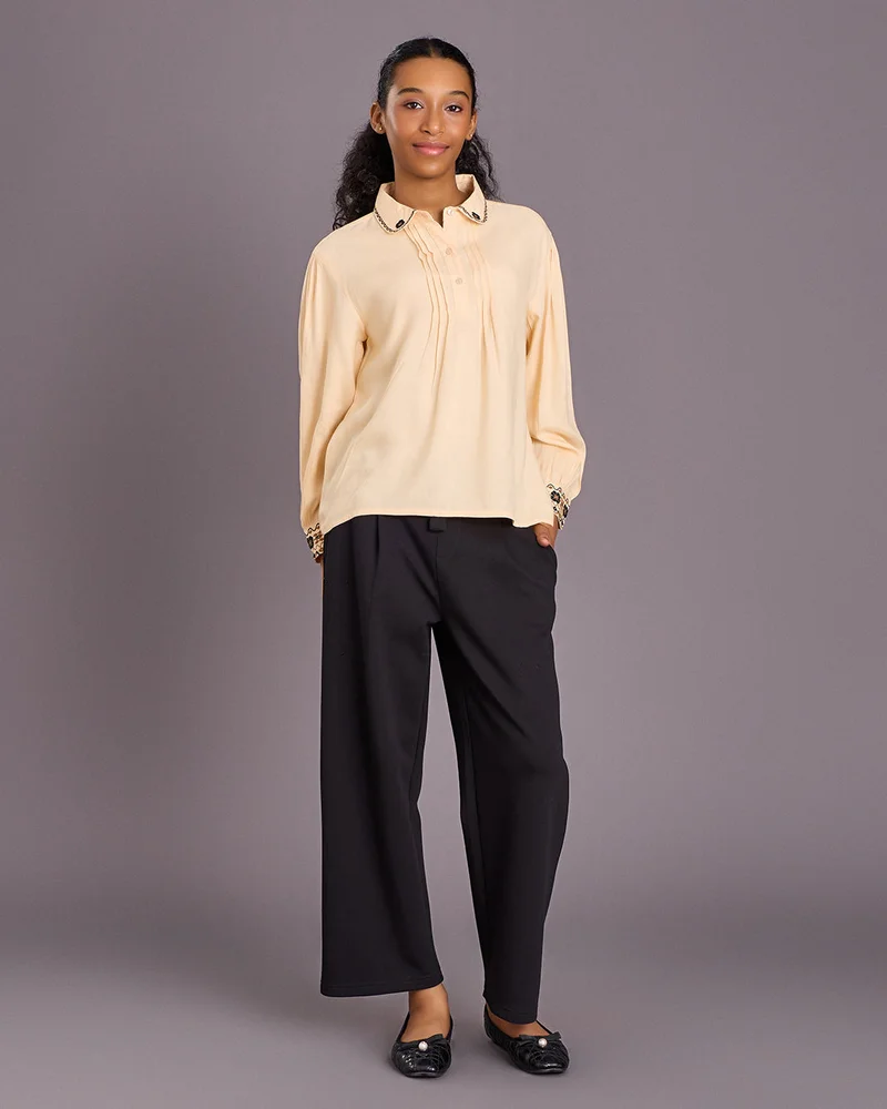 Redtag Senior Girls Ivory Embroidered Blouse