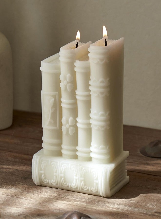 NATCENSE Book Candle,Gifts for Book Lovers,Home Room Shelf Decor Idea,Handmade Soy Wax Candle for Home Decor for Living Room Bathroom (White) - Image 1