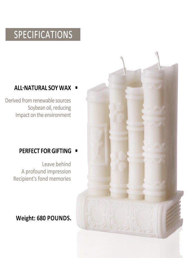 NATCENSE Book Candle,Gifts for Book Lovers,Home Room Shelf Decor Idea,Handmade Soy Wax Candle for Home Decor for Living Room Bathroom (White) - Image 2