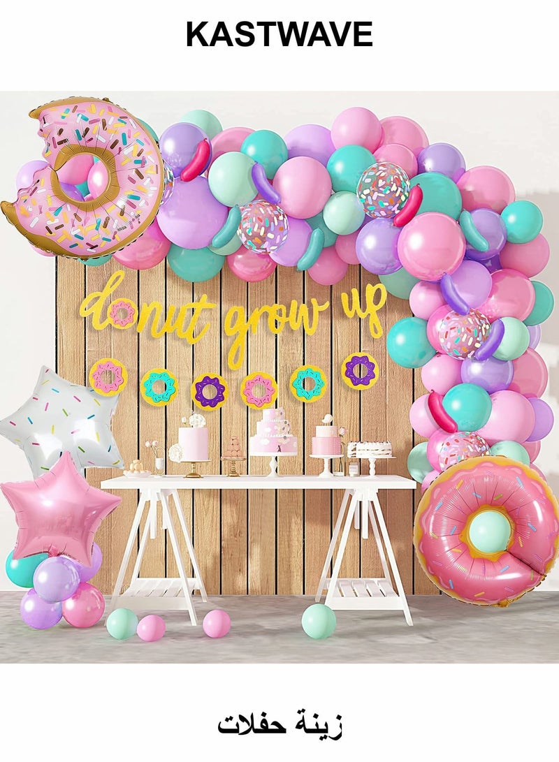 KASTWAVE Party Decorations, 82 Pcs Donut Birthday Party Decorations Set, Donut Balloons Garland Kit - Image 1