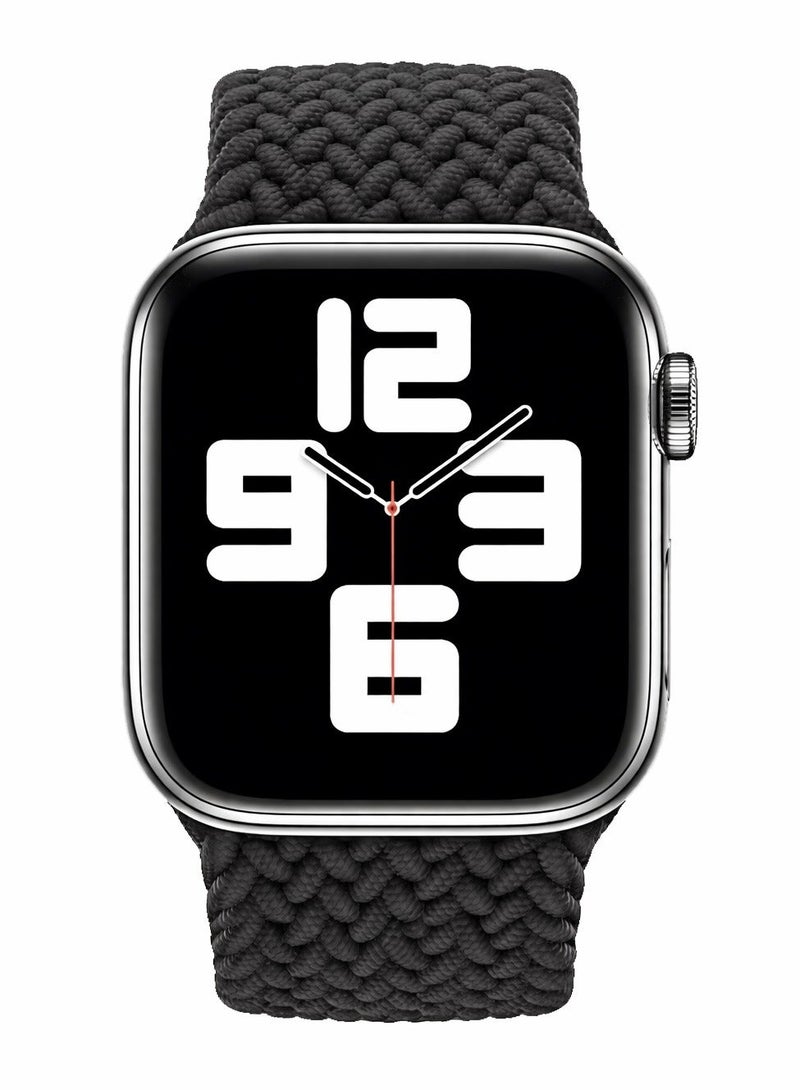 Braided Solo Loop Band Compatible with Apple Watch 38mm 40mm 41mm, (42mm Series 10 and 11) Soft Woven Sport Strap, Adjustable Replacement Wristband for Apple Watch Series 1,2,3,4,5,6,7,8,9,10,11/SE - Black - view 3
