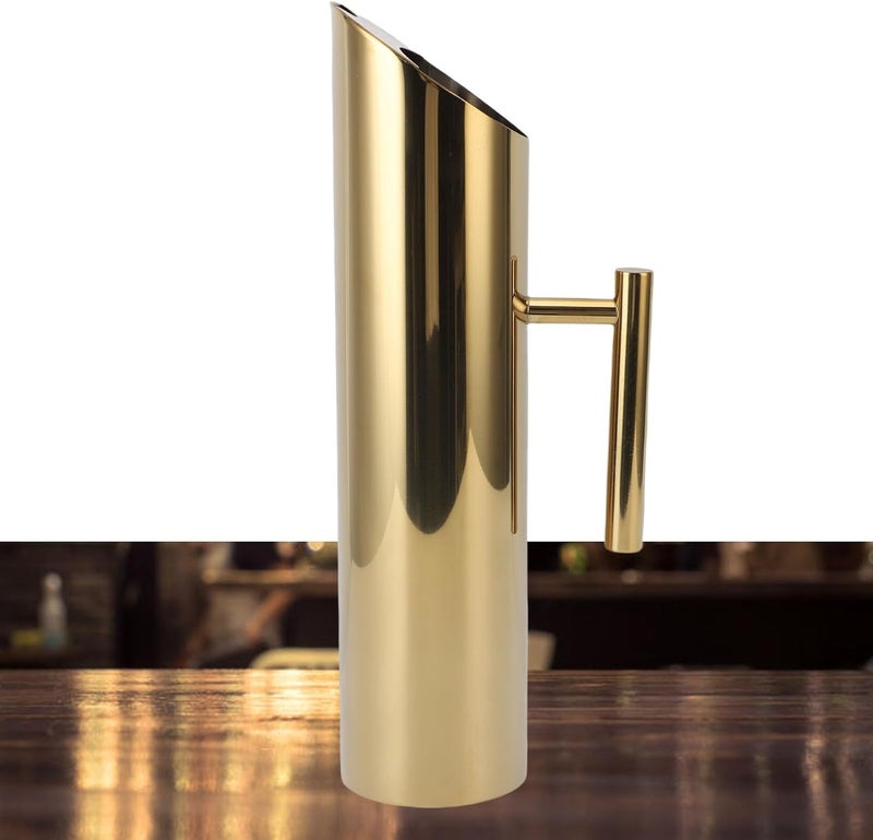 Stainless Steel Water Pitcher, 304 Stainless Steel Material, Large Capacity 2L, Spill Proof Design, Straight Sided Transparency, with Handle & Ice Guard, for IcedHot Tea, Juice, (Gold) - Image 1