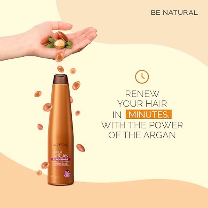 BE NATURAL NOURISHING & REPAIR ARGAN CONDITIONER FOR DAMAGED HAIR- 350ML/11.83 FL.OZ. (REPAIR ARGAN CONDITIONER) - Image 3