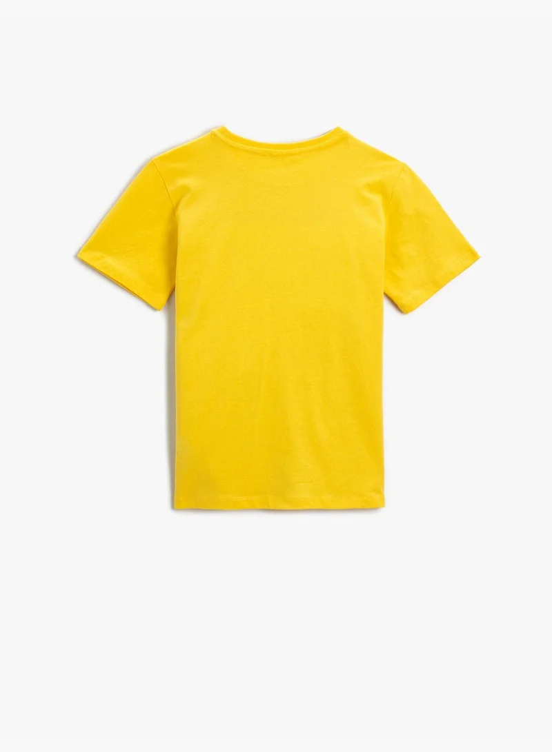 كوتون Slogan Printed Short Sleeve T-Shirt Cotton Crew Neck