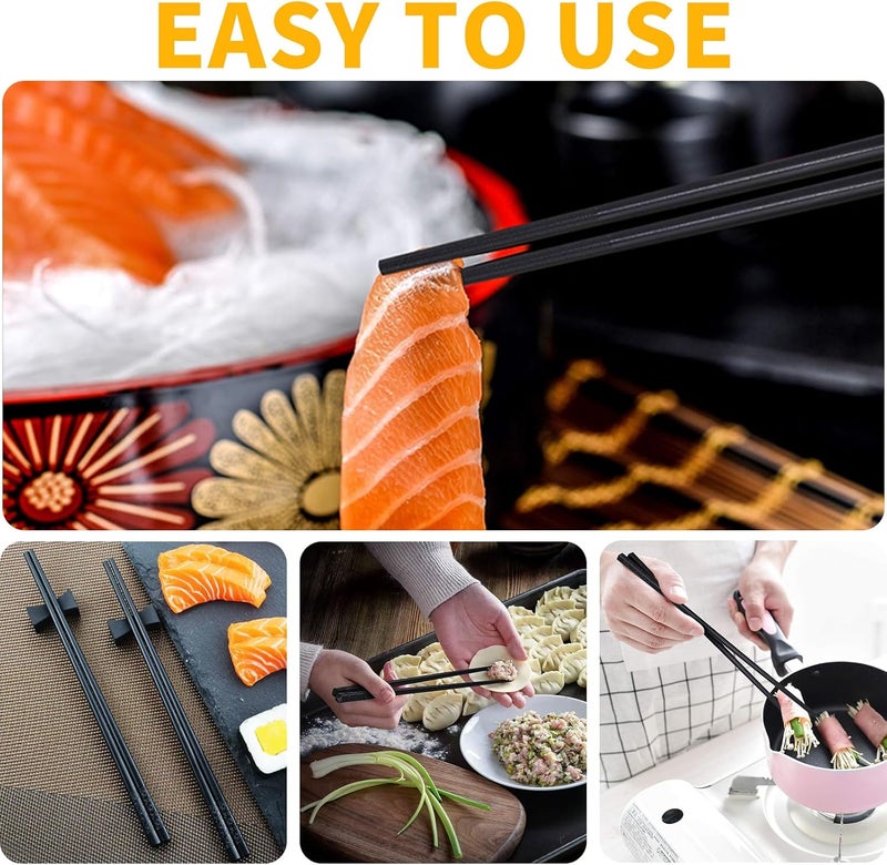 EvorMyst 12 Pairs Fiberglass Chopsticks Reusable Chop Sticks Black Chopstick Dishwasher Safe Japanese - Image 4