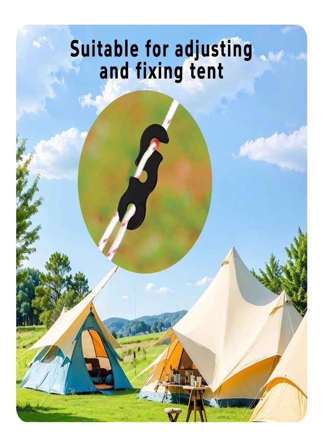 Runseaway 20Pcs Aluminum Alloy Guyline Tensioners, Black Triple Holes Rope Tighteners, Adjustable Tent Cord Adjusters for Camping, Hiking, Outdoor Activities - Image 5