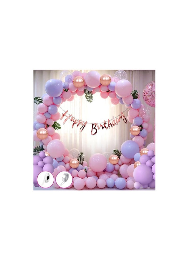 Party Propz Party Propz Birthday Decoration Items for Girls - 60 Pcs Balloons for Birthday Decorations | Birthday Decorations for Kids | Purple Birthday Decorations Kit | Bday Balloons Rose Gold, Purple, Pink  - Image 1