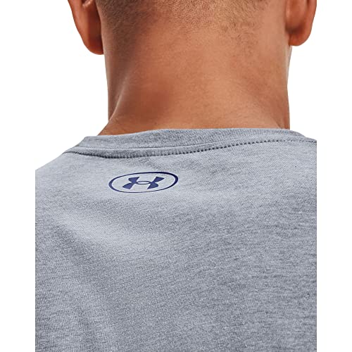 Under Armour Mens Global Foundation Short-Sleeve T-Shirt , Steel Light Heather (036)/American Blue , Small - Image 3