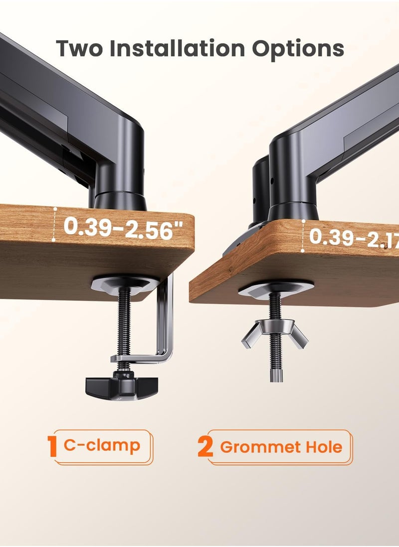 Dual Monitor Mount Stand Fits 13 to 32 Inch Monitors Max 22 lbs Each Arm,Articulating Gas Spring Monitor Arm, with Clamp and Grommet Base