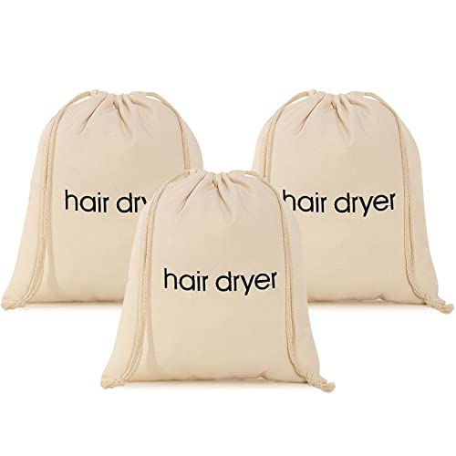 ERKXD 3 6 8 Pack Hair Dryer Bags Drawstring Bag Container Hairdryer Bag for travel bathroom 3 PCS White - Image 2