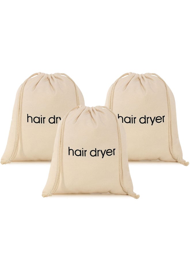 ERKXD 3 6 8 Pack Hair Dryer Bags Drawstring Bag Container Hairdryer Bag for travel bathroom 3 PCS White - Image 3