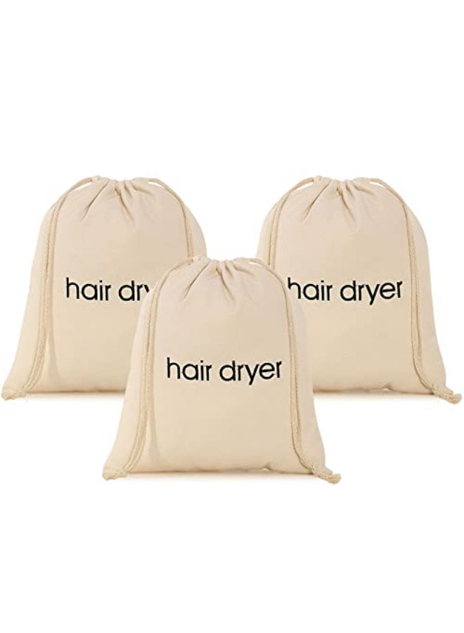ERKXD 3 6 8 Pack Hair Dryer Bags Drawstring Bag Container Hairdryer Bag for travel bathroom 3 PCS White - Image 1